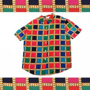 Medium Vintage 80s Bold Fun Colorblock Multicolor Maximalist Impressions Shirt